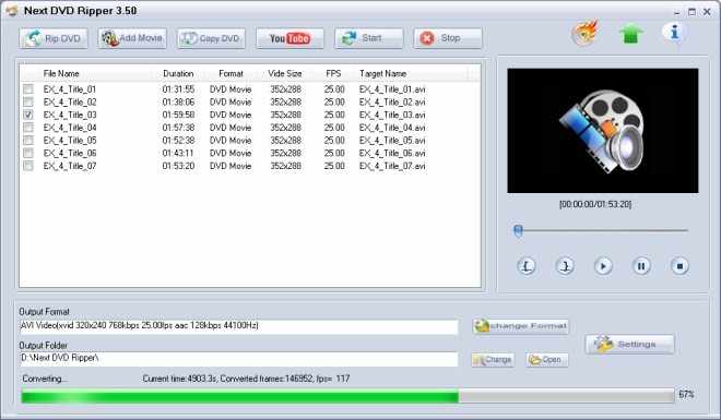 Next DVD Ripper - DVD риппинг, сохрание DVD в AVI, WMV, MPG, MP4, 3GP.