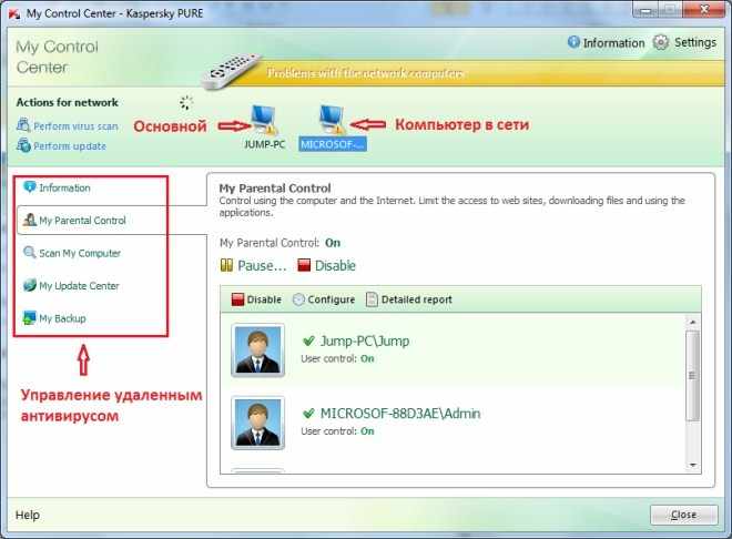 Kaspersky PURE - My Control Center