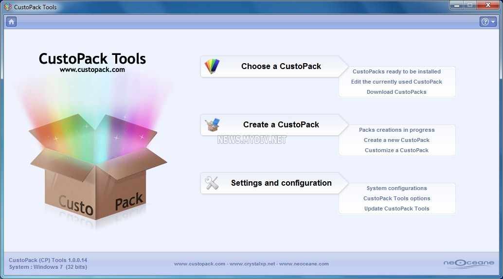 CusotPack Tools - Главное окно программы