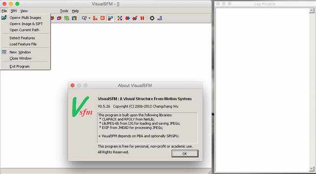 Скриншот 1 программы VisualSfM
