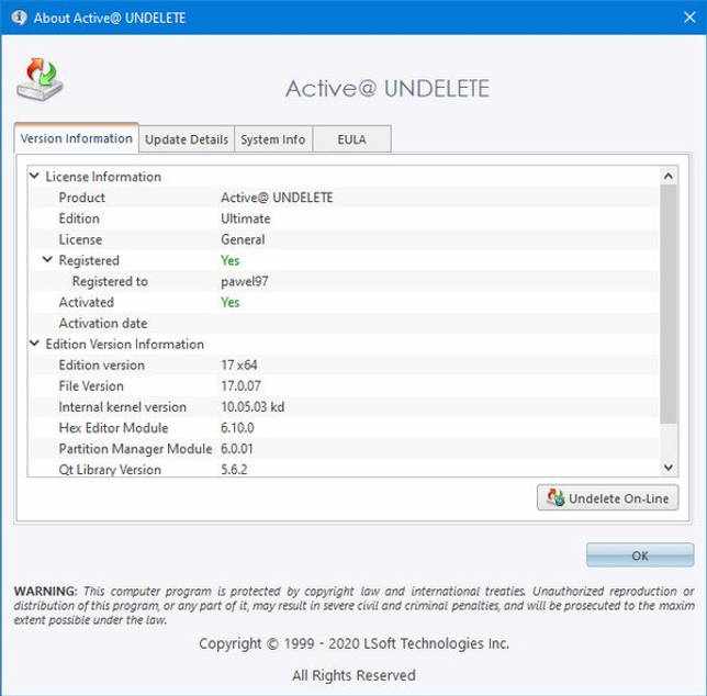 Active UNDELETE 17.0.07 на русском скачать бесплатно