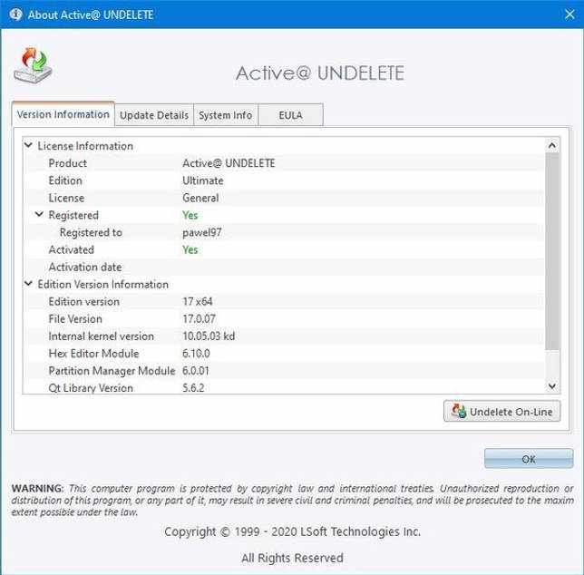 Active UNDELETE 17.0.07 на русском скачать бесплатно