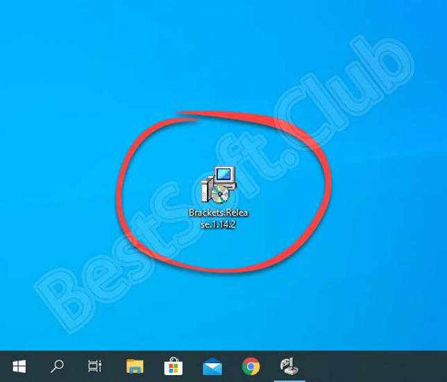 Запуск установки Brackets для Windows 10