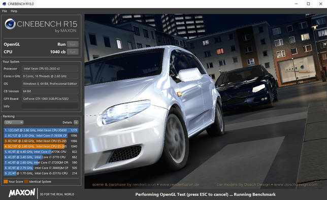 Тест видеокарты в Cinebench R15