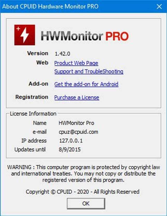 CPUID HWMonitor Pro 1.42 + x64 на русском скачать бесплатно