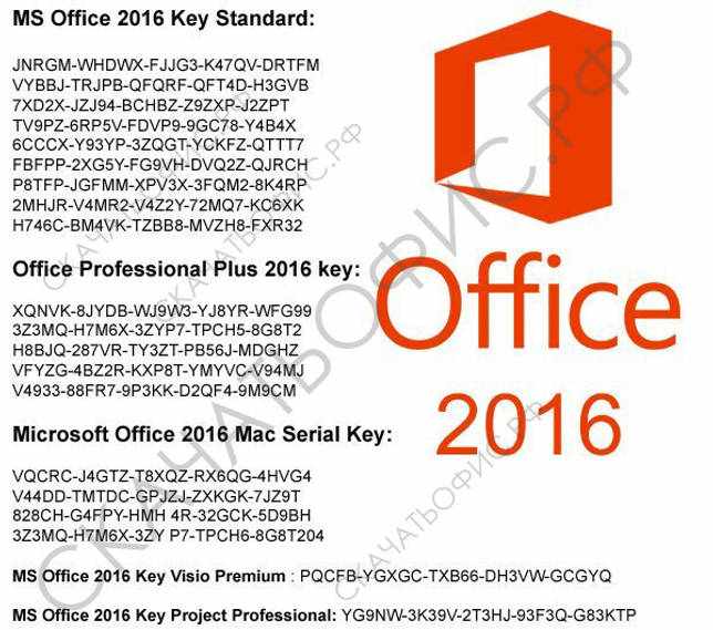 Ключи для office 2016, Бесплатно, активация