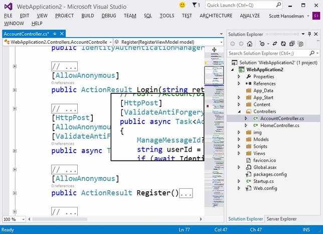 Скриншот 1 программы Microsoft Visual Studio