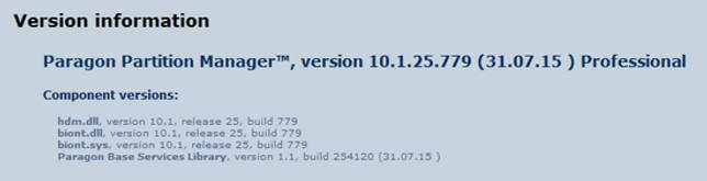 Paragon Partition Manager 15 Professional 10.1.25.779