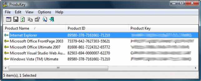 Скриншот ProduKey 1.93