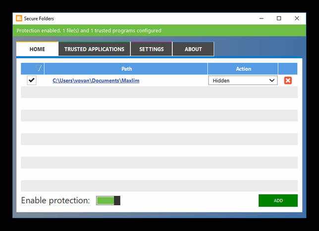 Главное изображения Secure Folders в программах для скрытия директорий