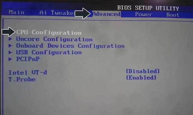 Advanced CPU configuration найти виртуализацию в биосе