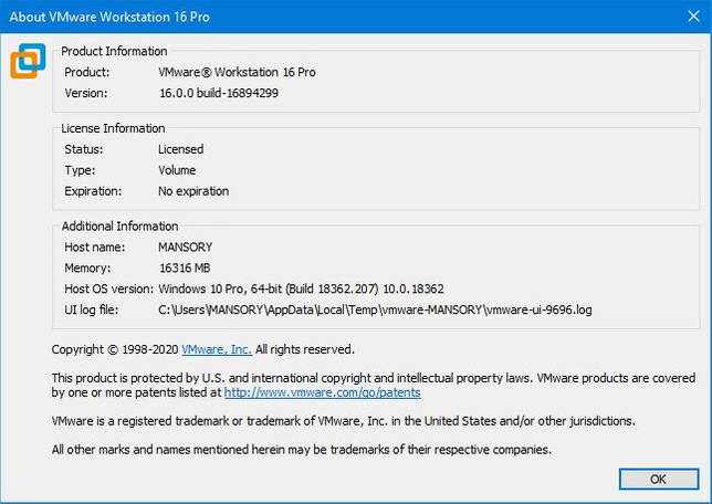 VMware Workstation Pro 16.0.0 на русском + лицензионный ключ key скачать бесплатно
