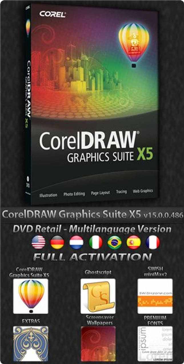 CorelDRAW Graphics Suite X5 v15.0.0.486 Multilanguage x32&x64 DVD Retail