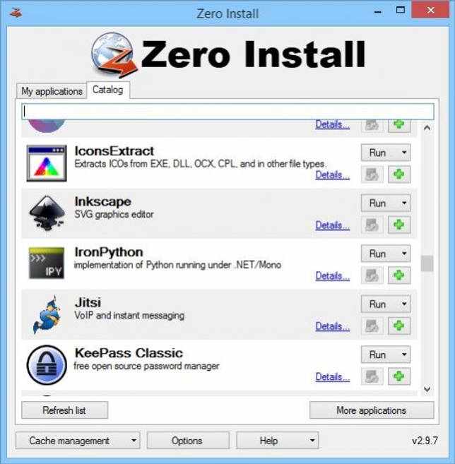 Zero Install установщик программ для Windows.